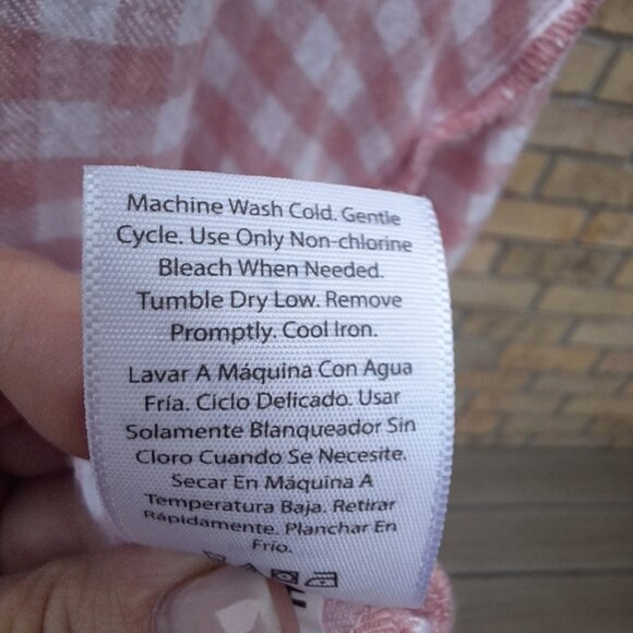 Time and Tru Pink and White Long Sleeve Peplum Blouse - Picture 7 of 7